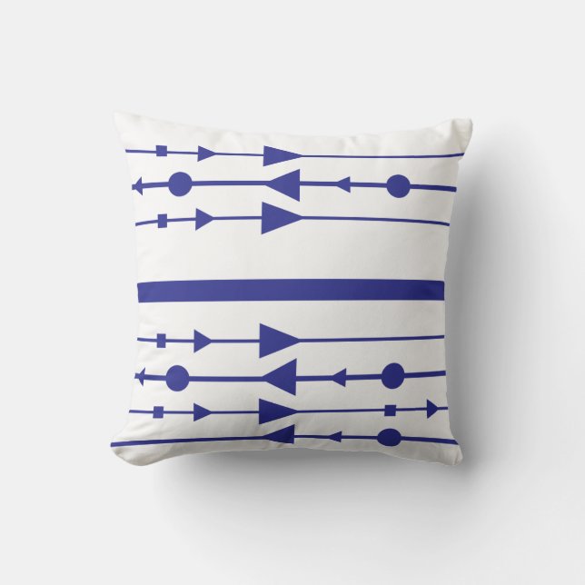 Blue and White Fun Stripe Cushion (Front)