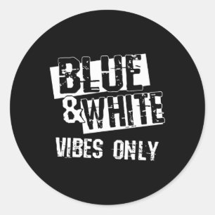 Blue And White Game Day Group Shirt For High Schoo Classic Round Sticker