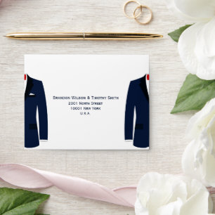 Blue And White Gay Wedding RSVP Envelopes