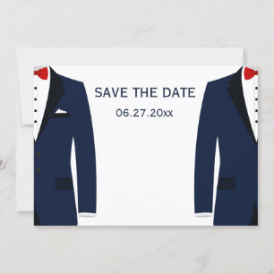 Blue And White Gay Wedding Save The Dates Date