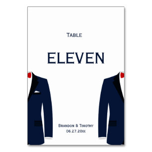 Blue And White Gay Wedding Table Numbers