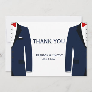 Blue And White Gay Wedding Thank You Cards
