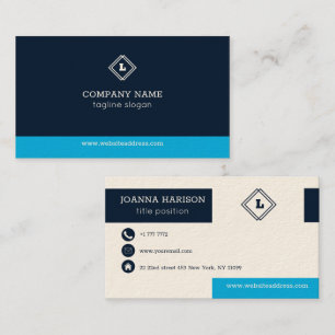 Blue And White Geometric Business Card