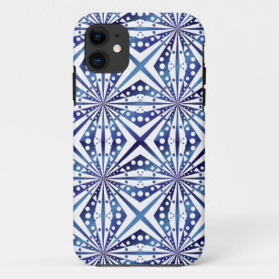 Blue and White Geometric Pattern iPhone 11 Case