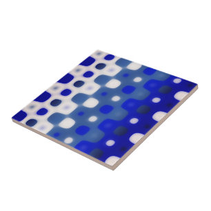 Blue and White Geometric Pattern Tile