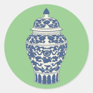 Blue and White Ginger Jar Classic Round Sticker