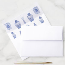 Blue and White Ginger Jar Pattern Envelope Liner