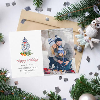 Blue and white Ginger jar with photo Holiday