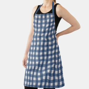 Blue and White Gingham Check Apron