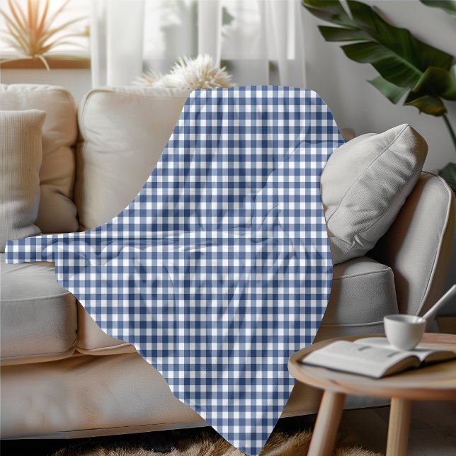Blue and White Gingham Chequered Cosy Style Fleece Blanket (Creator Uploaded)