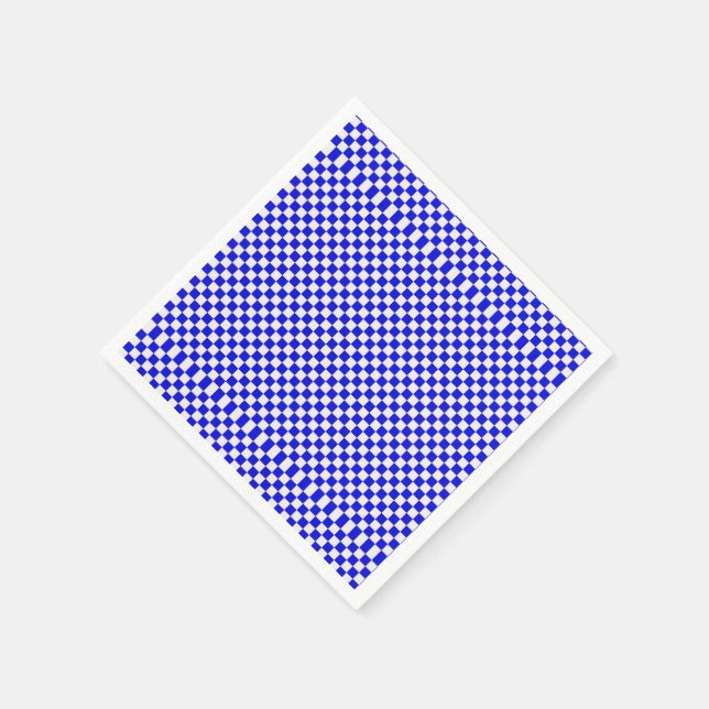 Blue And White Gingham Chequered Napkin (Corner)