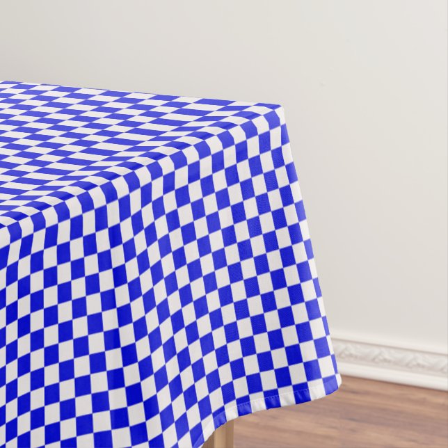Blue And White Gingham Chequered Tablecloth (In Situ)