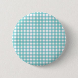 Blue and White Gingham Design 6 Cm Round Badge