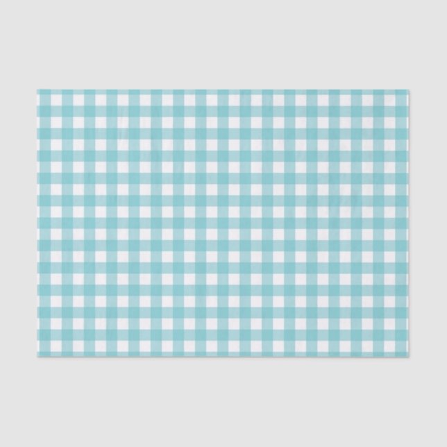 Blue and White Gingham Design Tissue Paper (Front)