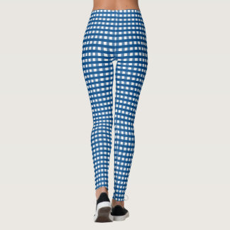 Blue and White Gingham Leggings