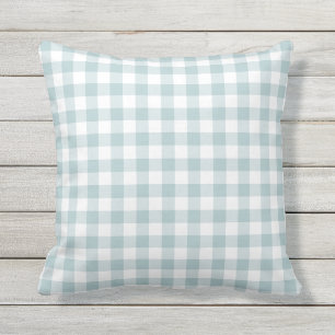 Blue and White Gingham Pattern Chequered Cushion