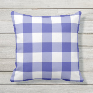 Blue and White Gingham Pattern Chequered Cushion