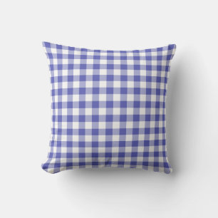 Blue and White Gingham Pattern Chequered Cushion