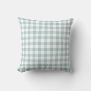 Blue and White Gingham Pattern Cushion