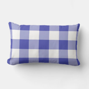 Blue and White Gingham Pattern Lumbar Cushion