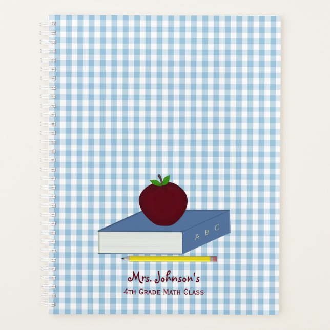 Blue And White Gingham Teacher Planner (Front)