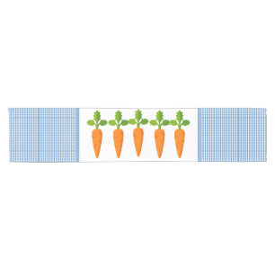 Blue and White Gingham with Carrots Table Runner