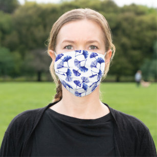 Blue and white Gingko leaf Cloth Face Mask