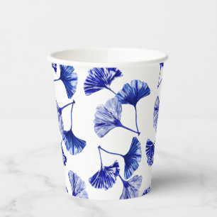 Blue and white Gingko leaf Paper Cups