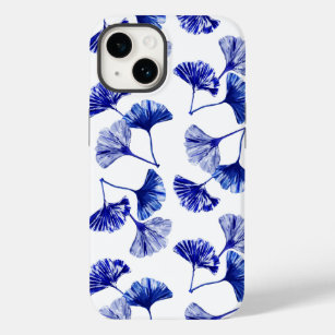 Blue and white gingko leaves Case-Mate iPhone 14 case