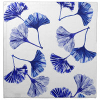 Blue and white gingko leaves