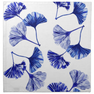Blue and white gingko leaves napkin