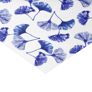 Blue and white gingko leaves tissue paper