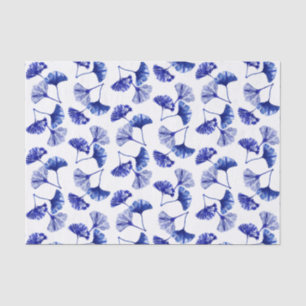 Blue and white gingko leaves tissue paper