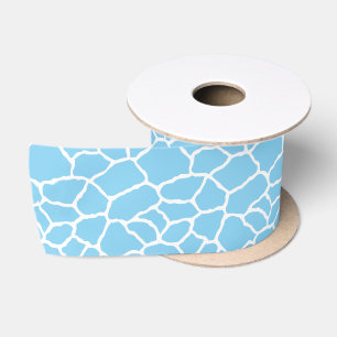 Blue and White Giraffe Skin Pattern Ribbon Satin Ribbon