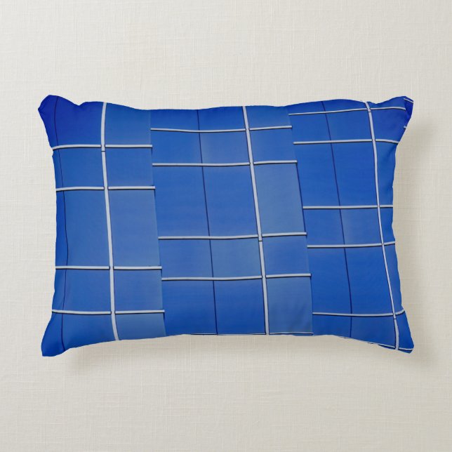 Blue and white glass windows decorative cushion (Front)