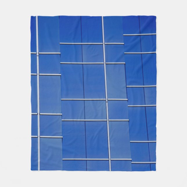 Blue and white glass windows fleece blanket (Front)