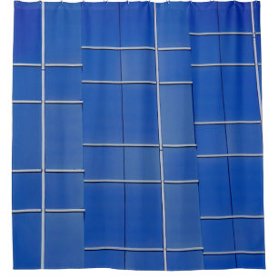 Blue and white glass windows shower curtain