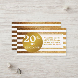 Blue and White Gold Label Discount Coupon Card