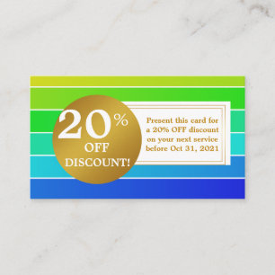 Blue and White Gold Label Discount Coupon Card