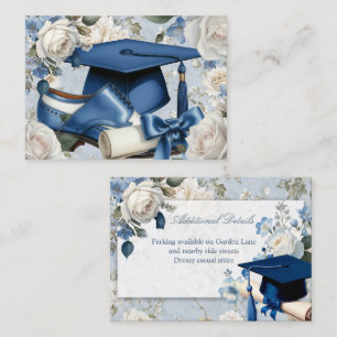 Blue and White Graduation Additional Information  Enclosure Card