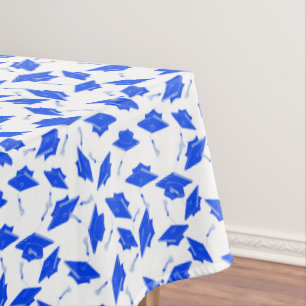 Blue and White Graduation Caps Party Decorations Tablecloth
