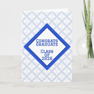 Blue and White Graduation Card 2026
