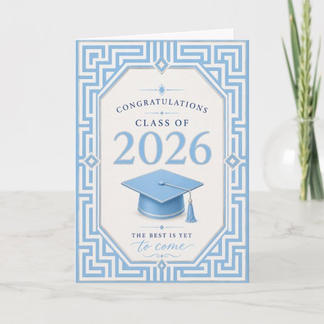 Blue and White Graduation Card 2026 (Front)
