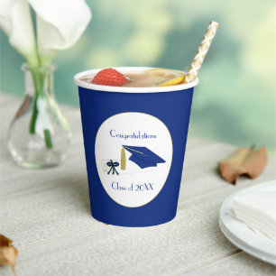 Blue and White Graduation Party Paper Cups