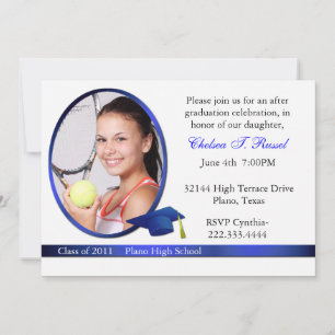 Blue and White Graduation Photo party invitation