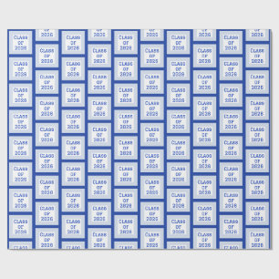 Blue and White Graduation Wrapping Paper 2026