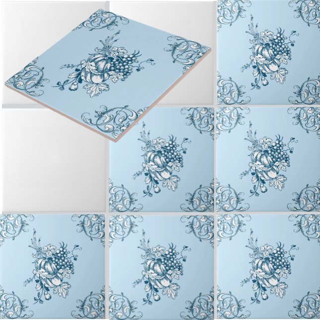 Blue and White Grapes & Fruit Pattern Tile (Creator Uploaded)
