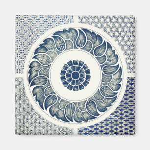 Blue and White Graphic Design Art Print Magnet