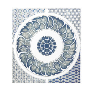Blue and White Graphic Design Art Print Notepad