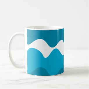 Blue and white horizontal waves pattern coffee mug